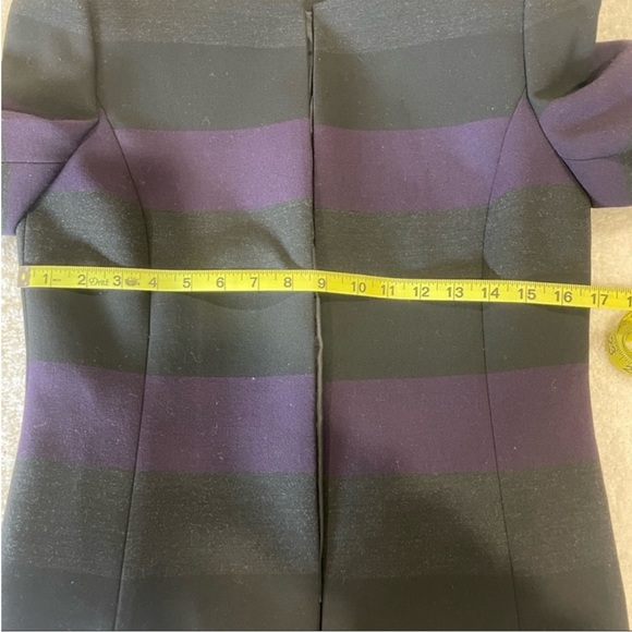 Tahari Blazer Striped Collarless Purple Gray Black Women's Size 4 - Picture 6 of 12
